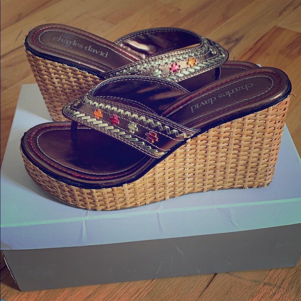 Charles David platform wedge sandals